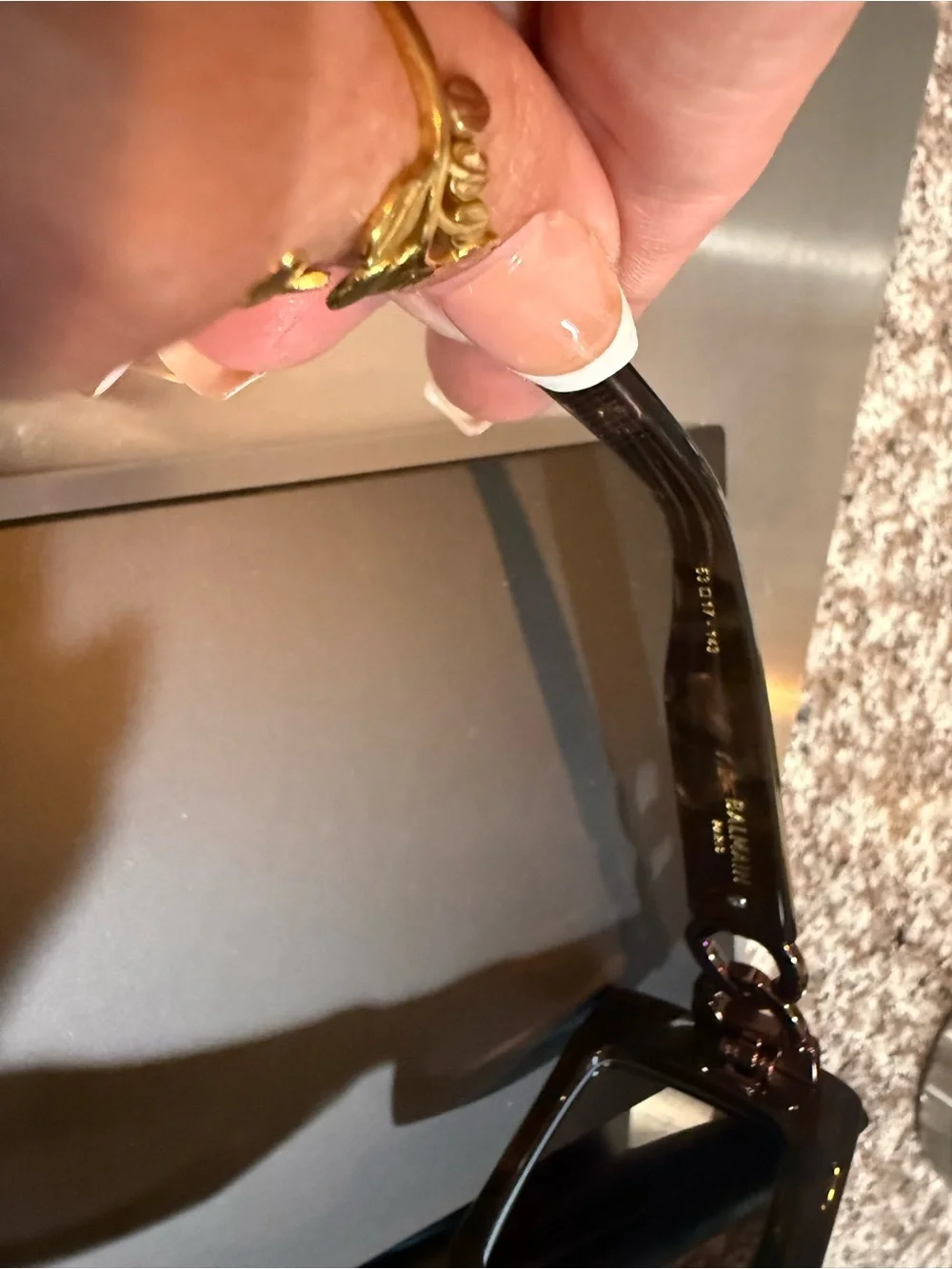 Balmain Brown Tortoiseshell Rectangular Sunglasses with Gradient Lenses
